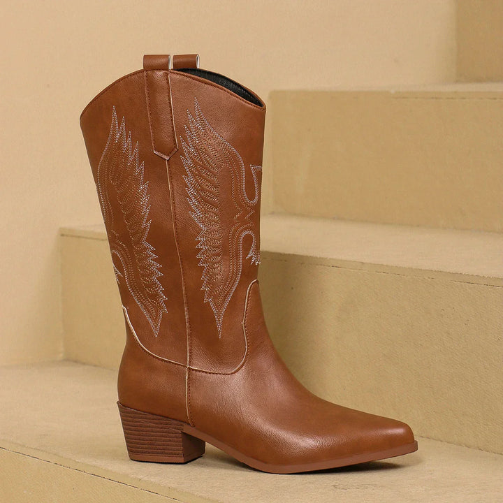 Women's Western Cowboy Boots in Ivory - View 9 | Bellmere