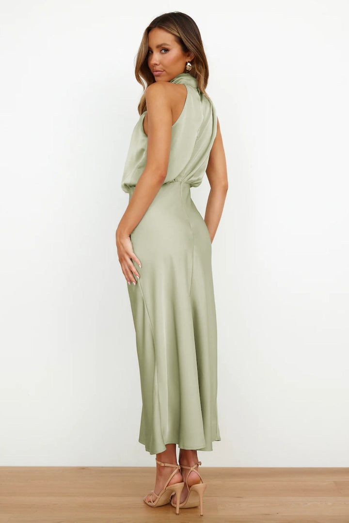 Halter Evening Dress Dresses in Light Green - View 3 | Bellmere