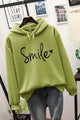 Women's hoodie with smile graphic and long sleeves