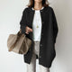 Women's long button front cardigan coat with round neck