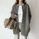 Women's long button front cardigan coat with round neck