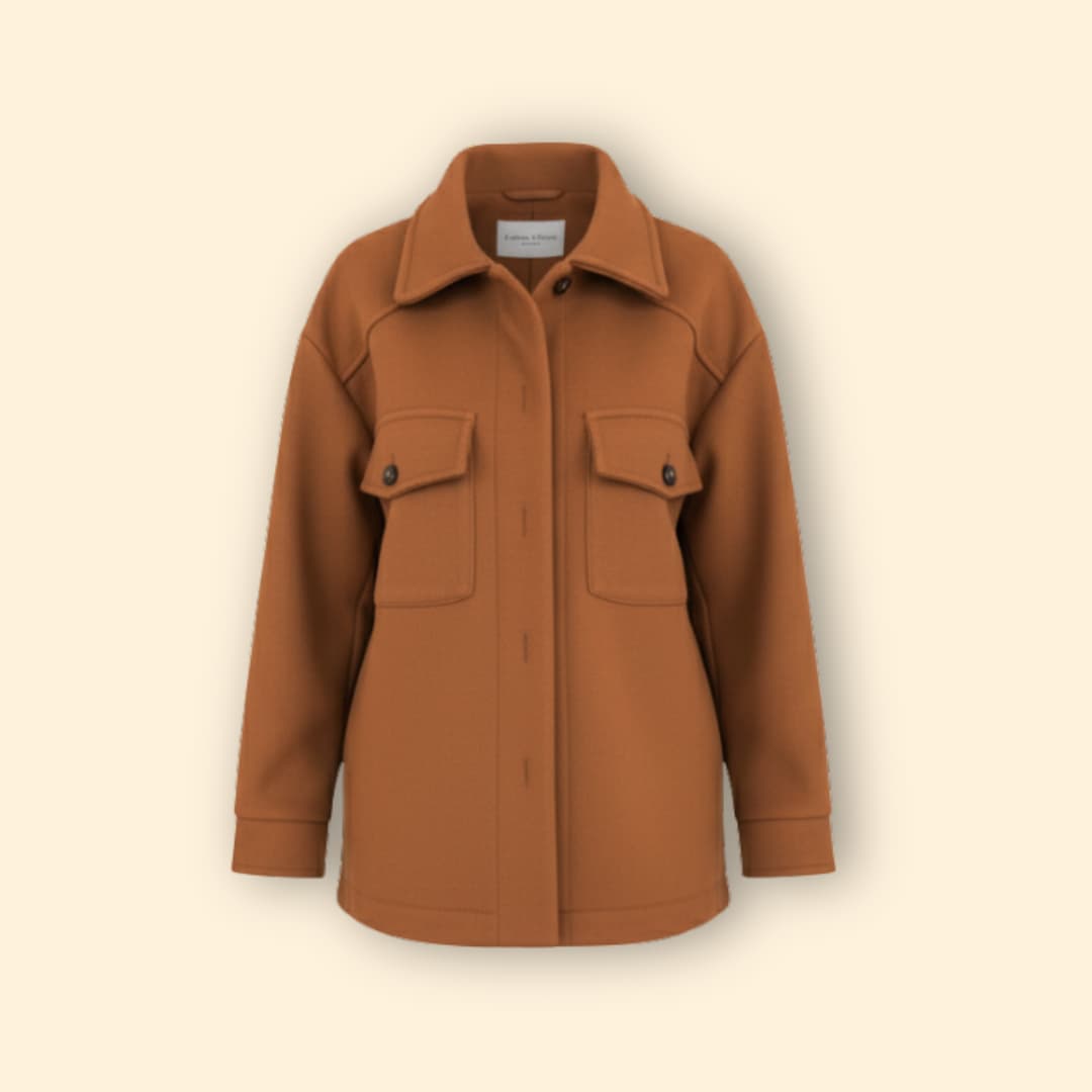 Women's collared button front utility jacket with flap pockets