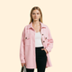 Women's collared button front utility jacket with flap pockets