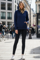 Women's long-sleeve hooded pullover sweatshirt with kangaroo pocket