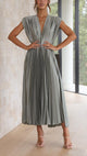 Maria Pleated Maxi Dress in Antique Pink - View 20 | Bellmere
