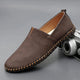Women's brown leather slip-on loafers