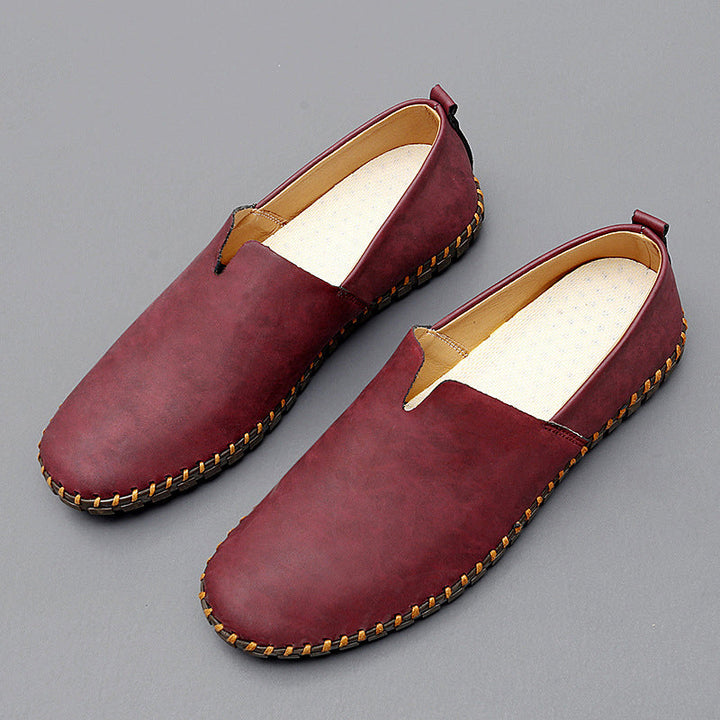 Women's brown leather slip-on loafers