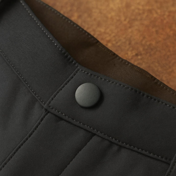 Men's tapered utility trousers with zip pockets and contrasting knee panels