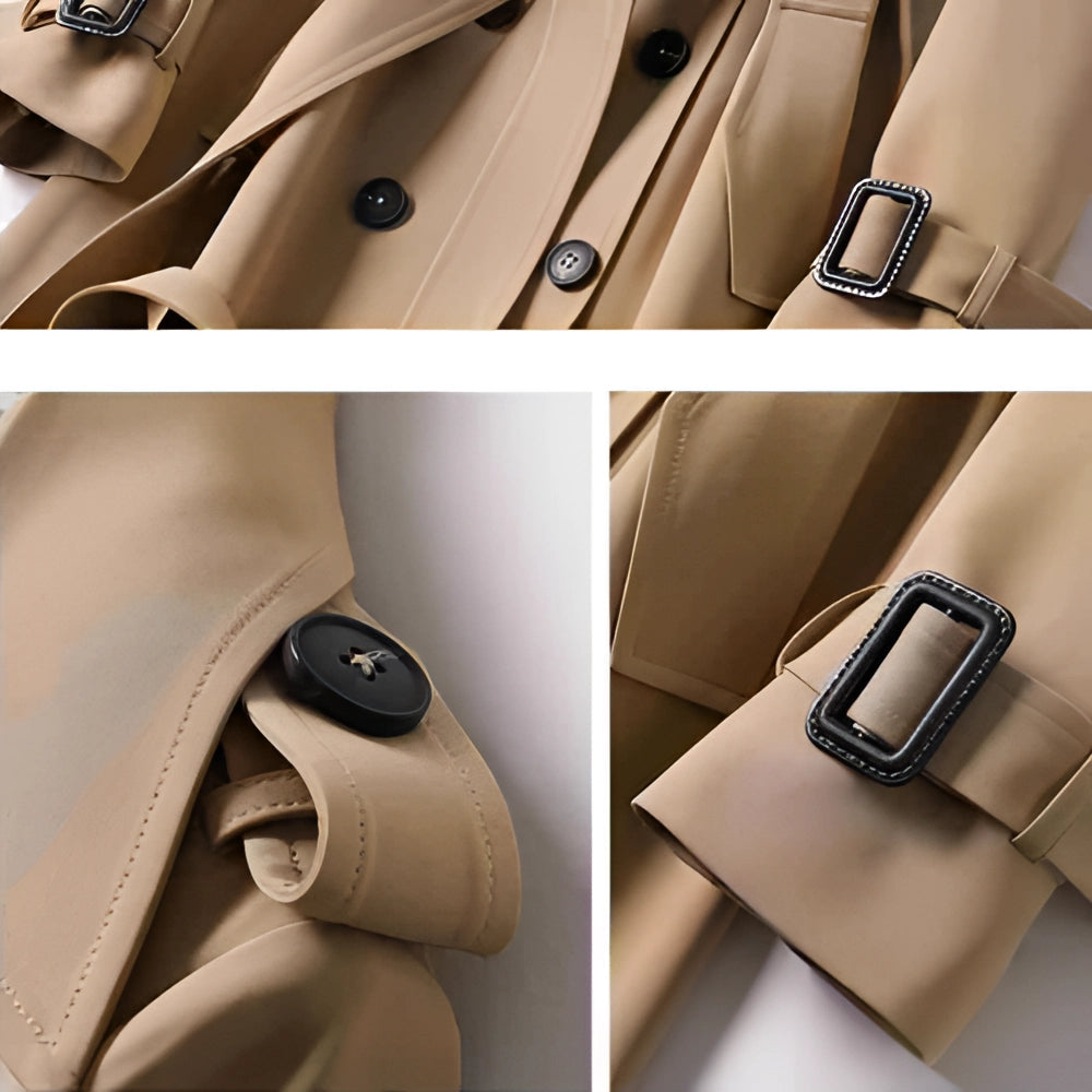 Women's belted double-breasted trench coat