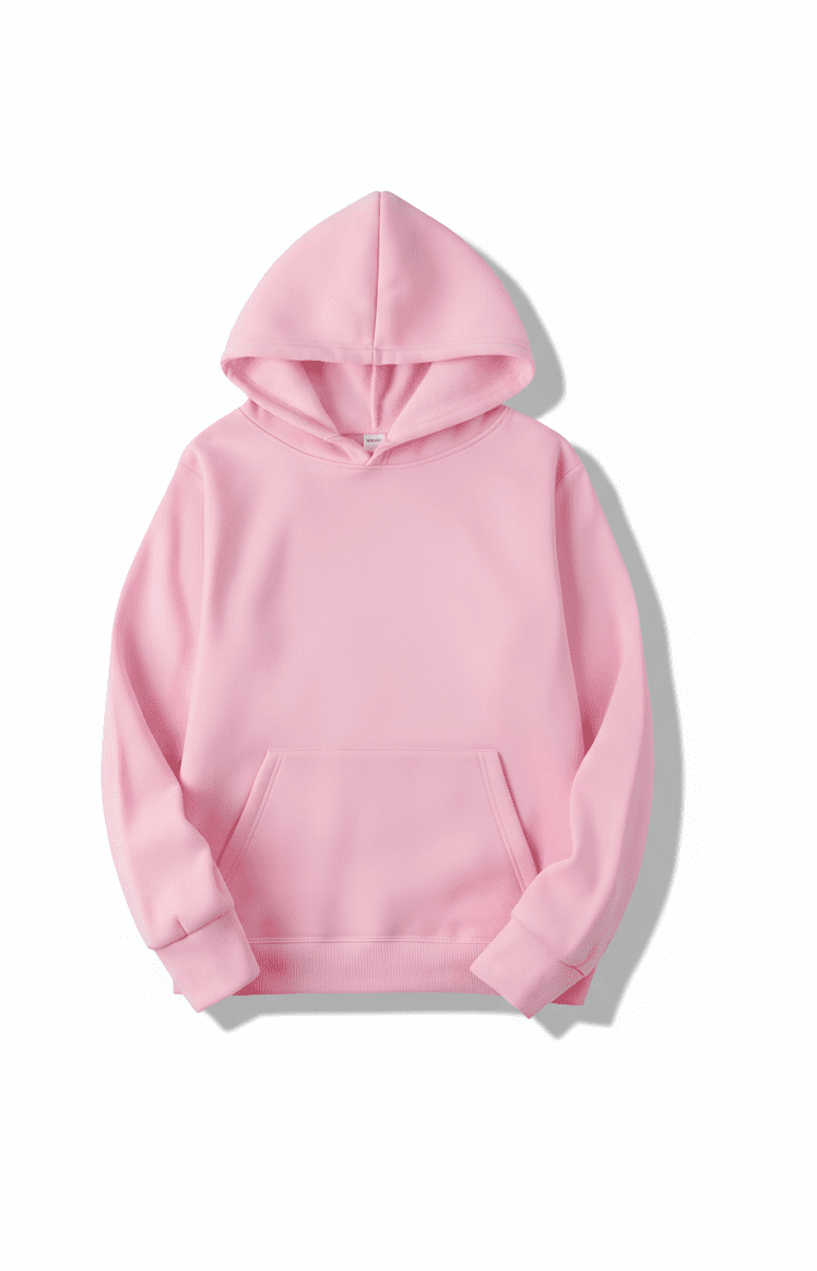 Women's plain hooded sweatshirt with long sleeves and kangaroo pocket