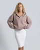 Women's oversized long-sleeve hooded lounge hoodie with ribbed cuffs and hem