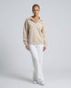 Women's oversized long-sleeve hooded lounge hoodie with ribbed cuffs and hem
