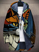 Women's multicoloured abstract graphic hooded cardigan with long sleeves and zip front