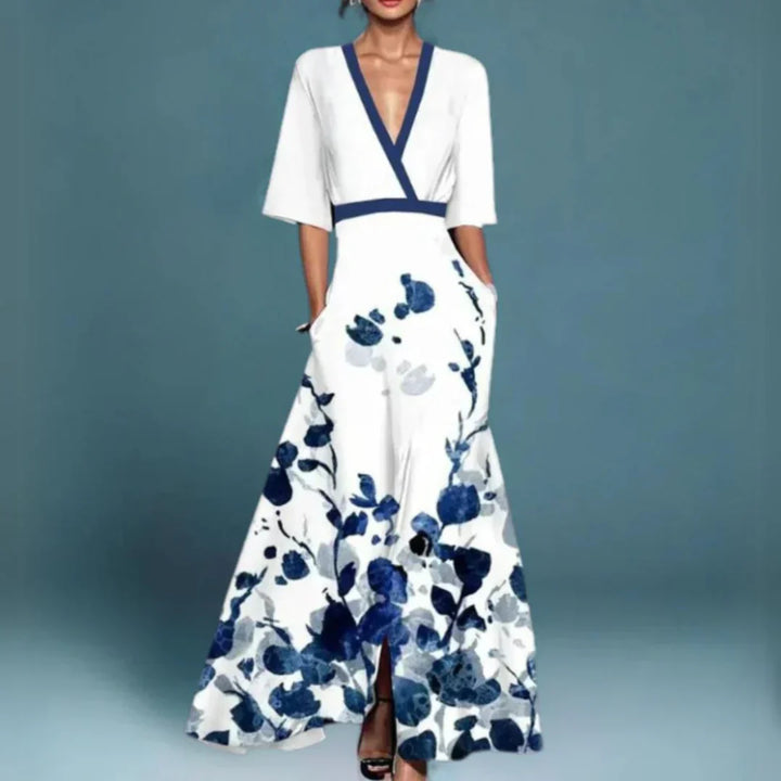Women's Floral Maxi Dress in Blue - View 2 | Bellmere