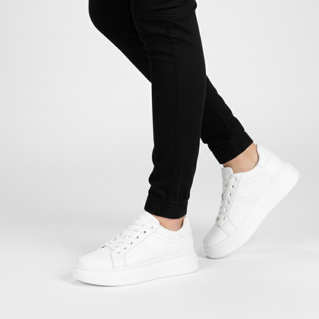 Low-top platform sneakers with lace-up closure and panel detailing