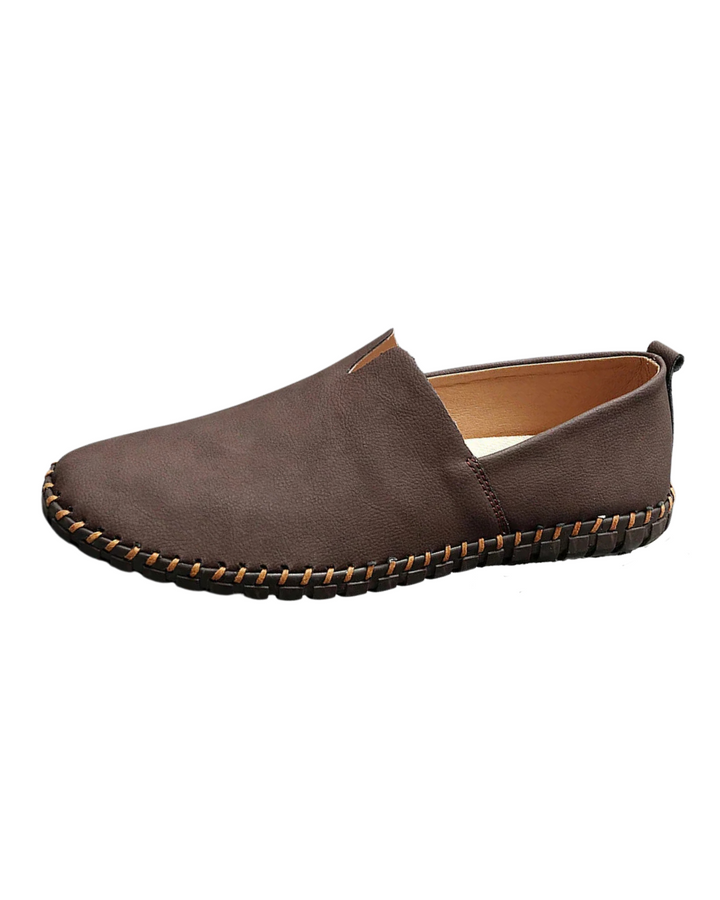 Women's brown leather slip-on loafers