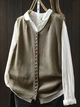 Women's sleeveless button-front knit vest with V-neck and ribbed trim