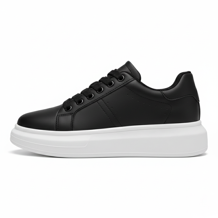 Low-top platform sneakers with lace-up closure and panel detailing