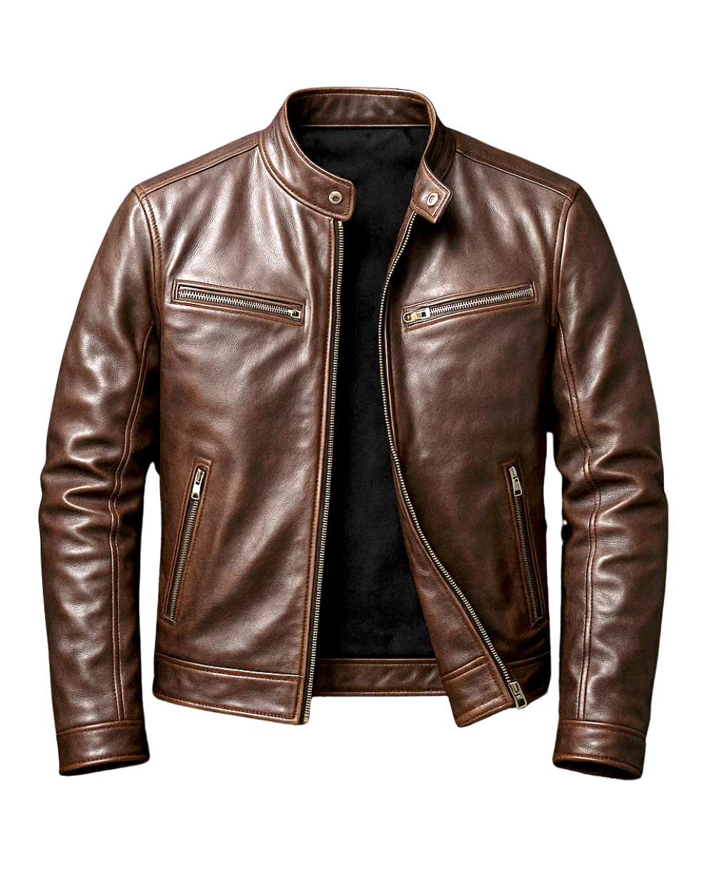 Unisex solid zip front jacket with stand collar and multiple zip pockets