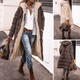 Women's long hooded quilted coat with textured lining and full-length silhouette