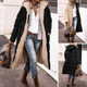 Women's long hooded quilted coat with textured lining and full-length silhouette