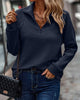 Women's V-Neck Zip Sweater in Pink - View 3 | Bellmere