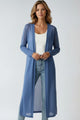 Women's longline open cardigan with side slits