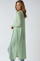 Women's longline open cardigan with side slits