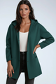 Women's hooded mid-length coat with buttons and front patch pockets