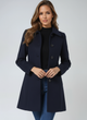 Women's single-breasted longline coat with notched collar and button front