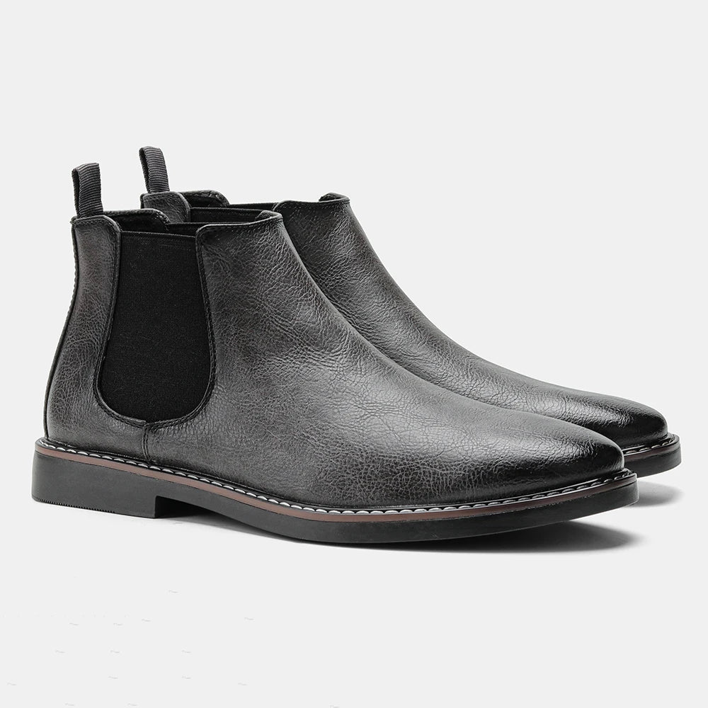 Chelsea ankle boots with elastic side panels, almond toes and low heels
