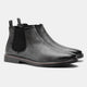 Chelsea ankle boots with elastic side panels, almond toes and low heels
