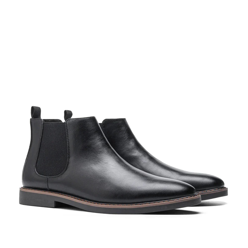 Chelsea ankle boots with elastic side panels, almond toes and low heels