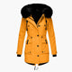 Women's longline hooded parka coat with faux fur trim