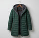 Women's quilted hooded coat with long sleeves and zip pockets