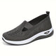 Women's knitted slip-on ballet flat with round toe and contrast sole