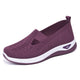 Women's knitted slip-on ballet flat with round toe and contrast sole