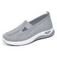 Women's knitted slip-on ballet flat with round toe and contrast sole