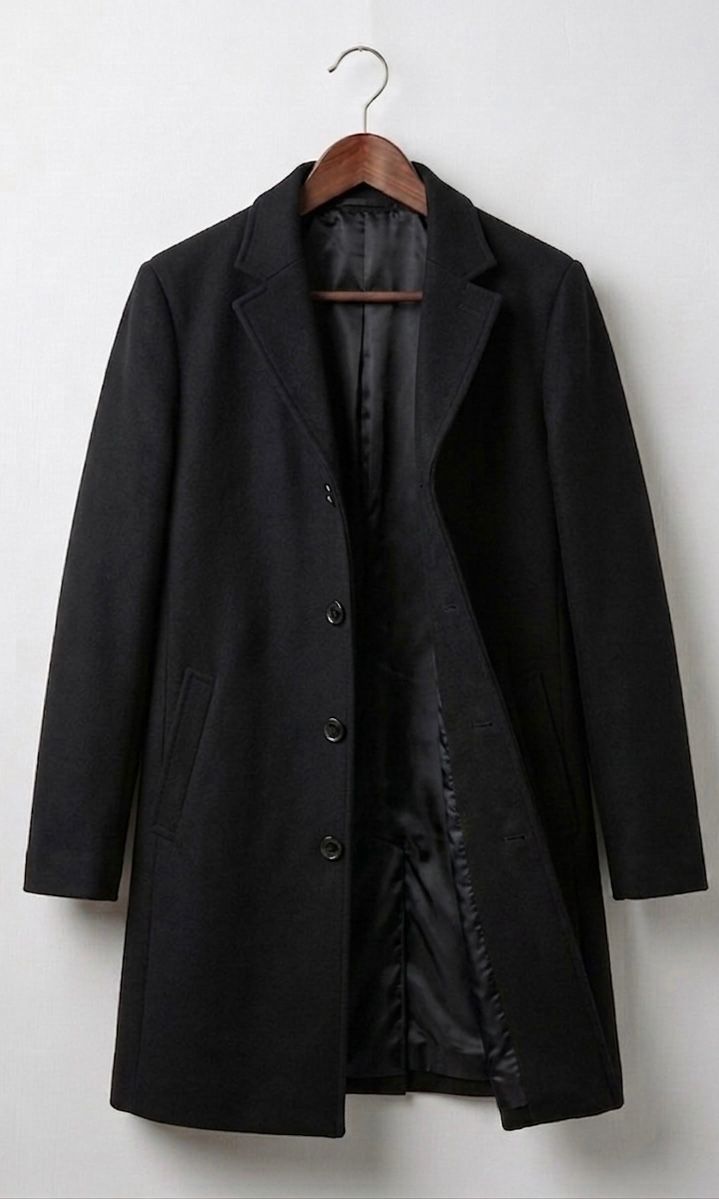 Women's tailored button front coat with notched lapels and angled pockets