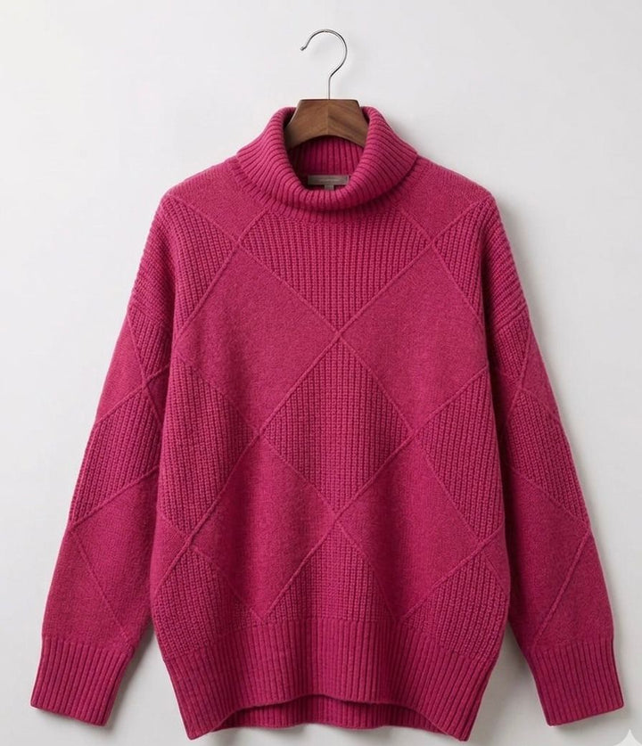 Women's geometric panel turtleneck jumper with long sleeves