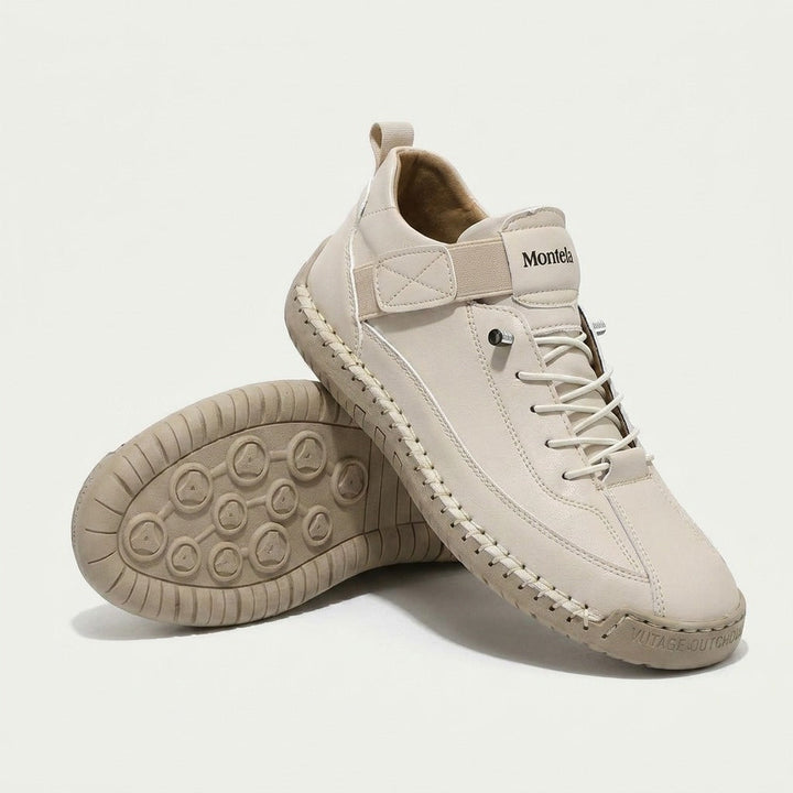 Unisex mid-top lace-up sneakers with textured flat soles