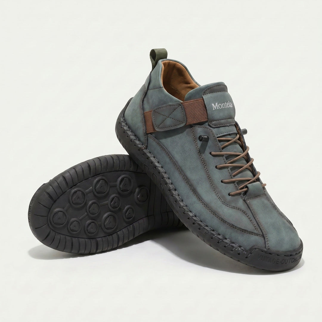 Unisex mid-top lace-up sneakers with textured flat soles