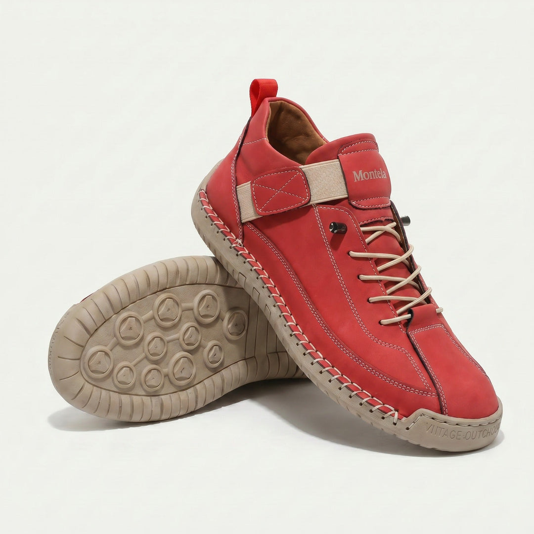 Unisex mid-top lace-up sneakers with textured flat soles
