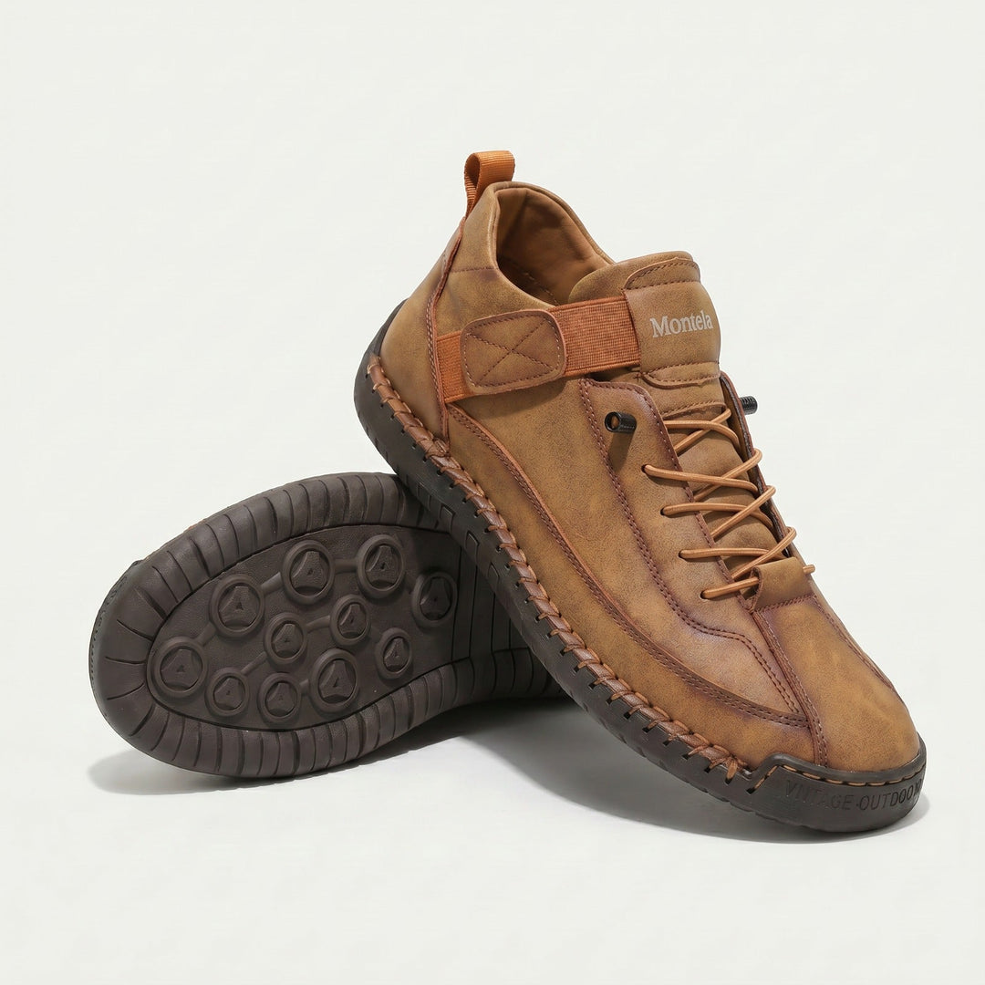 Unisex mid-top lace-up sneakers with textured flat soles