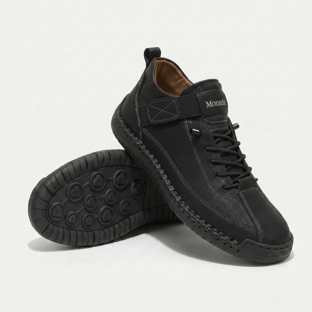 Unisex mid-top lace-up sneakers with textured flat soles