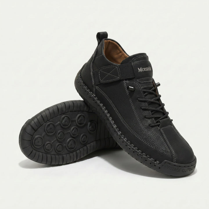 Unisex mid-top lace-up sneakers with textured flat soles