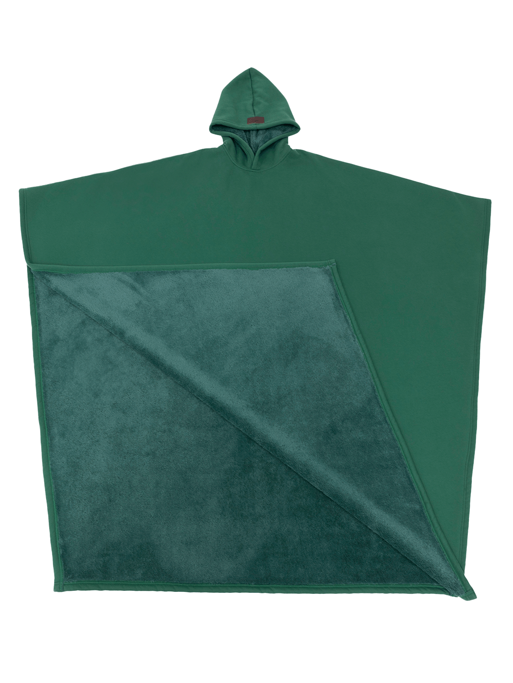 Hooded fleece poncho with oversized cut and plush-looking lining