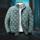 Men's quilted geometric jacket with stand collar and zip pockets