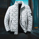 Men's quilted geometric jacket with stand collar and zip pockets