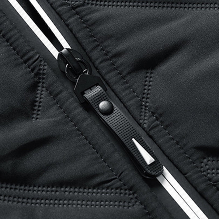Men's quilted geometric jacket with stand collar and zip pockets